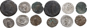 The Roman Empire. Multipl elot of six (6) unclassified AR/BI/AE coins. AR/BI/AE.