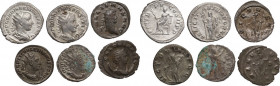 The Roman Empire. Multiple lot of six (6) unclassified AR/BI Antoniniani. AR/BI.