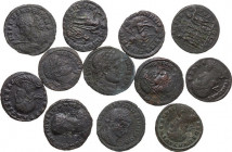 The Late Roman Empire. Multiple lot of twelve (12) unclassified AE coins.