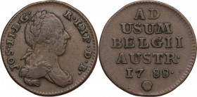 Austrian Netherlands. Joseph II (1765-1790). AE Liard, Brussels mint, 1788. KM 30. AE. 3.59 g. 21.00 mm. About VF/VF.