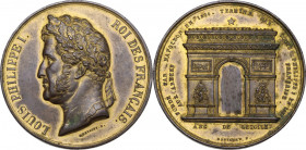 France. Louis Philippe I (1830-1848). Medal 1836. On the Completion of the Arc de Triomphe. Wurzb. 5679. Gilded AE. 75.00 g. 52.50 mm. Opus: Montagny....