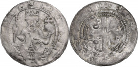 Germany. Philipp von Schwaben (1198-1208). AR Dünnpfennig, Frankfurt mint. Obv. Enthroned king. Rev. Cross, in each angle one big and three small pell...