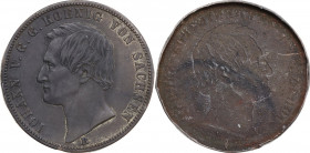 Germany. Johann I of Saxony (1854-1873). AE Lamina, probably on the 5 mark type, Dresden mint. AE. 2.12 g. 33.00 mm. VF.