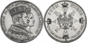 Germany. Prussia. Wilhelm I (1861-1888) and his wife, Augusta of Sachsen-Weimar-Eisenach. AR Taler 1861. KM 488. AR. 18.50 g. 33.00 mm. EF. For the co...