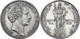 Germany. Bayern. Maximilian II (1848-1864). AR 2 Gulden, 1855. KM 848. AR. 21.16 g. 36.00 mm. EF. Commemorating the restoration of the Madonna column ...