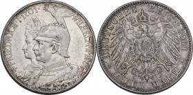 Germany. Prussia. Wilhelm II (1888-1918). AR 2 Mark, Berlin mint, 1901A. KM 525. AR. 11.09 g. 28.00 mm. Good VF. Commemorative for 200 years of Kingdo...