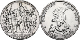 Germany. Prussia. Wilhelm II (1888-1918). AR 3 Mark, Berlin mint, 1913A. KM 534. AR. 16.65 g. 33.00 mm. About EF. Commemorating the victory against Na...