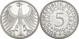 Germany. Federal Republic. AR 5 Mark 1969 G. KM 112.2. AR. 11.13 g. 28.00 mm.