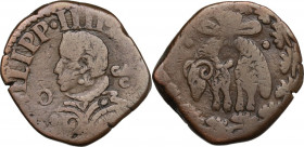 Italy. Filippo IV di Spagna (1621-1665). AE Tornese GA/C, Napoli mint. P/R 100-102; MIR (Napoli) 268. AE. 5.19 g. 23.00 mm. R. About VF.