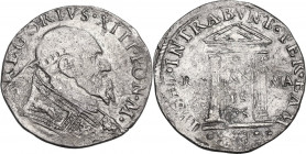 Italy. Gregorio XIII (1572-1585), Ugo Boncompagni. AR Testone 1575, Roma mint. AR. 8.58 g. 29.00 mm. Porous. Good F.
