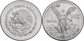 Mexico. AR 1 Onza 1990 Mo. KM 494. AR. 31.20 g. 36.00 mm. MS.