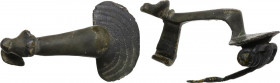Bronze peacock shaped fibula. Balkanic. Roman period, 2nd-3rd century AD. 45 mm.