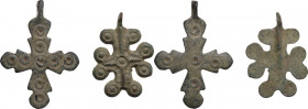 Lot of two (2) AE cross pendants. Byzantine or Early Medieval.
