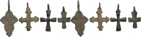 Lot of four (4) AE cross pendants. Medieval.