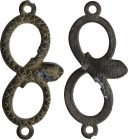 Bronze pendant or decorative element in the shape of a snake coiled up in the shape of the infinity sign.Early modern.37 mm.