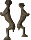 Bronze figurine of a mixed creature with a human head, possibly a handle decoration.Middle Ages.Height: 67 mm.