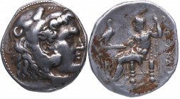 323-317 a.C. Felipe III ARRIDAIOS. Macedonia. Tétradacma. Ag. 17,07 g. /casco macedonio con cresta con mejillas; monograma a la izquierda, caduceo a l...