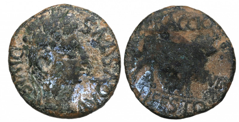 27 a.C. Octavio Augusto. Celsa (Velilla de Ebro, Zaragoza). As. Ae. 12,10 g.  DI...