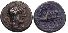 131 a.C.. Lucio Opimio. Roma. Denario. Ag. 3,96 g. Preciosa pátina. MBC+. Est.80.
