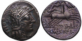 117 -116 a.C. Calidia. Roma. Denario. Ag. 3,96 g. Bella pátina. EBC-. Est.80.