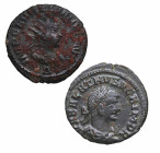 271 dC. Vabalato y Aureliano. Antioquía. Antoniniano. Ae. 3,79 g. MP C AVRELIANVS AVG. Busto de Aureliano, radiado, con coraza, a la derecha. A /VABAL...