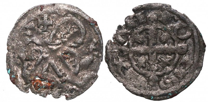 1188-1230. Alfonso IX (1188-1230). Creciente sobre la cabeza. Dinero. Ve. 0,63 g...