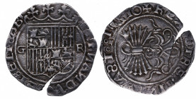 1469-1504. Reyes Católicos (1469-1504). Granada. 1 Real. A&C 371. 3,40 g. Rotura. MBC. Est.90.