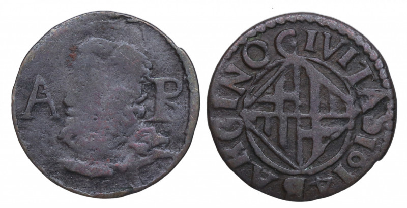 1614. Felipe III (1598-1621). Barcelona. Ardite. A&C 25. Ve. 1,36 g. BC+ / MBC-....
