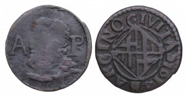 1614. Felipe III (1598-1621). Barcelona. Ardite. A&C 25. Ve. 1,36 g. BC+ / MBC-. Est.30.