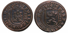 1624. Felipe IV (1621-1665). Segovia. 4 Maravedís. A&C 380. Cu. 6,00 g. MBC. Est.50.