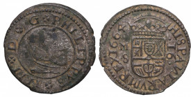 1664. Felipe IV (1621-1665). Madrid. 16 Maravedís. S. A&C 480. Ve. 3,96 g. MBC. Est.40.