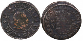 1664. Felipe IV (1621-1665). Madrid. 16 Maravedís. Y. A&C 481. Ve. 3,77 g. BC+. Est.25.