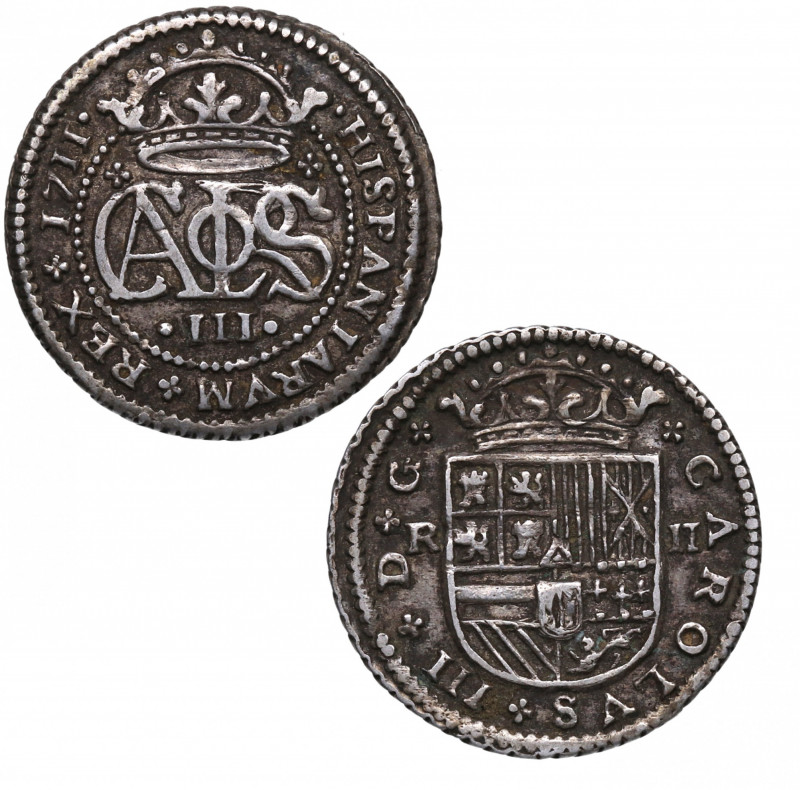 1712. Carlos III Pretendiente. Madrid. 2 reales. A&C 764. Au. Atractiva. EBC- / ...