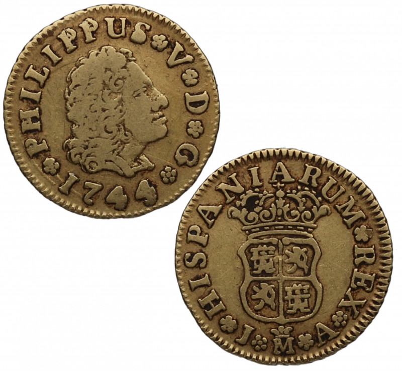 1744. Felipe V (1700-1746). Madrid. 1/2 escudo. A&C 764. Au. Atractiva. EBC-. Es...