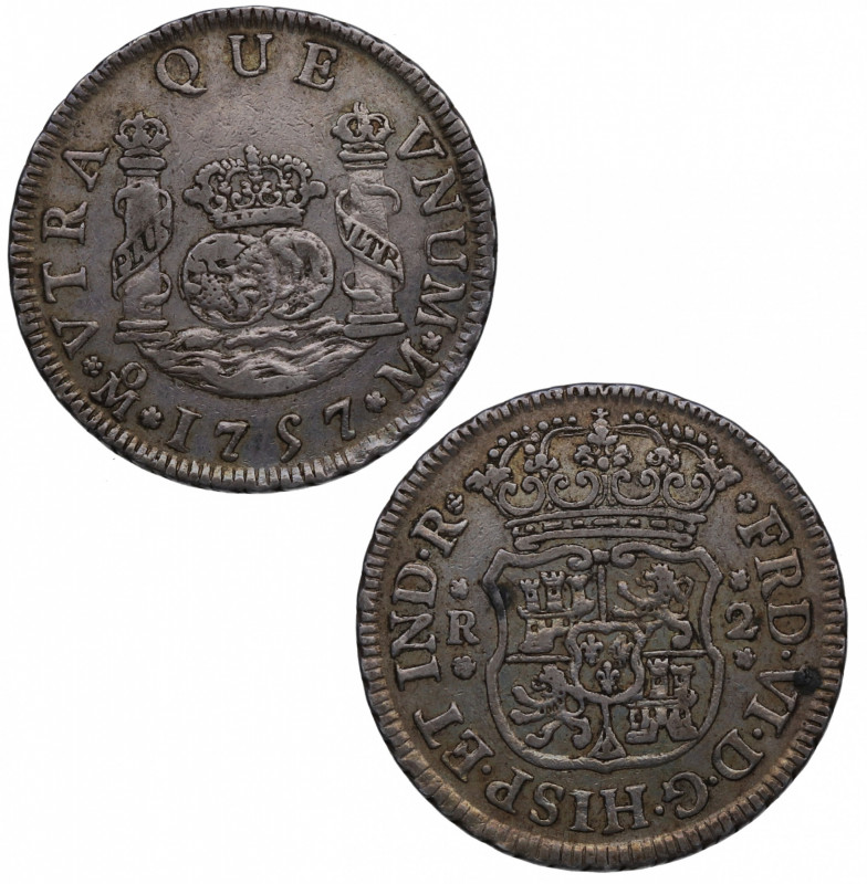 1757. Fernando VI (1746-1759). México. 2 Reales Columnario. M. A&C 301. Ag. 6,68...