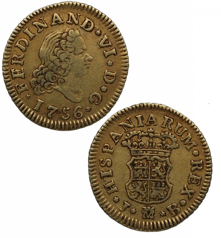 1756. Fernando VI (1746-1759). Madrid. 1/2 escudo. A&C 764. Au. Atractiva. EBC-....