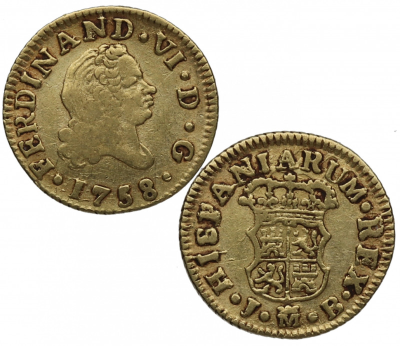 1758. Fernando VI (1746-1759). Madrid. 1/2 escudo. A&C 764. Au. Atractiva. EBC-....