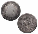 1793. Carlos IV (1788-1808). Lima. 2 Reales. IJ. A&C 575. Ag. 6,18 g. BC+. Est.30.