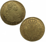 1803. Carlos IV (1788-1808). Nuevo Reino. 8 escudos. JJ. A&C 1742. Au. 27,08 g. Bella. Brillo original. ESCASA así. SC-. Est.2500.