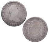 1817. Fernando VII (1808-1833). Lima. 2 Reales. JP. A&C 817. Ag. 6,16 g. BC. Est.30.