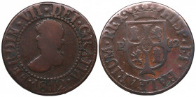 1812. Fernando VII (1808-1833). Mallorca. 12 Dineros. A&C 24. Cu. 6,14 g. MBC-. Est.40.
