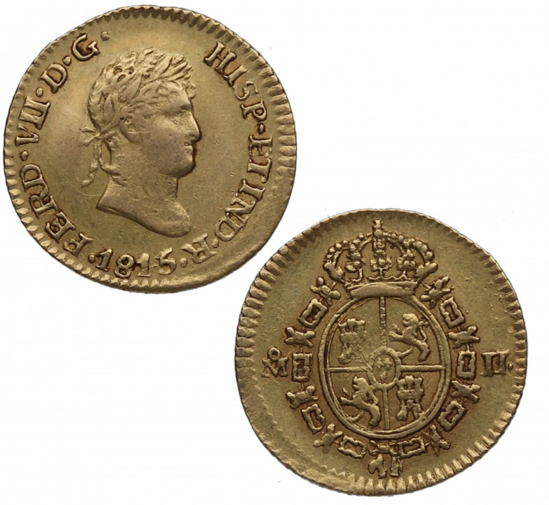 1815. Fernando VII (1808-1833). México. 1/2 escudo. JJ. A&C 1489. Au. 1,72 g. RA...