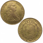 1808. Fernando VII (1808-1833). México. 8 escudos. TH. A&C 1781. Au. 27,03 g. Reverso flojo habitual. Atractiva. MBC+ / MBC. Est.1600.