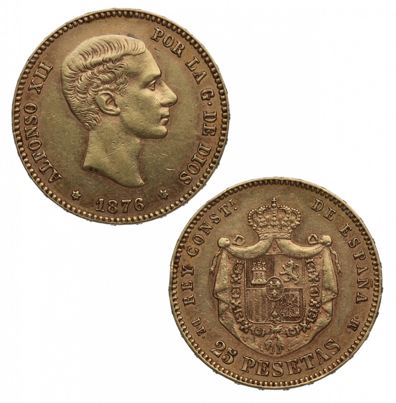 1876*76. Alfonso XII (1874-1885). Madrid. 25 pesetas. DEM. A&C 67. Au. 8,06 g. B...