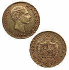 1876*76. Alfonso XII (1874-1885). Madrid. 25 pesetas. DEM. A&C 67. Au. 8,06 g. Bella. Brillo original. EBC. Est.400.