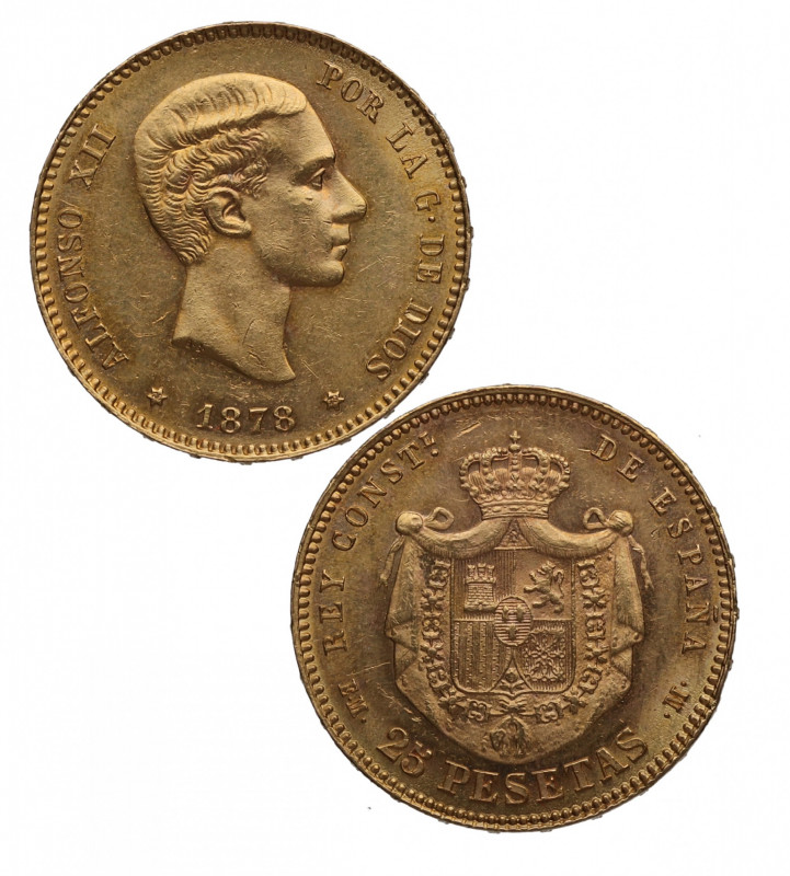 1878*78. Alfonso XII (1874-1885). Madrid. 25 pesetas. EMM. A&C 71. Au. 8,06 g. B...