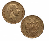 1881*81. Alfonso XII (1874-1885). Madrid. 25 pesetas. MSM. A&C 82. Au. 8,06 g. Bella. Brillo original. EBC+. Est.400.
