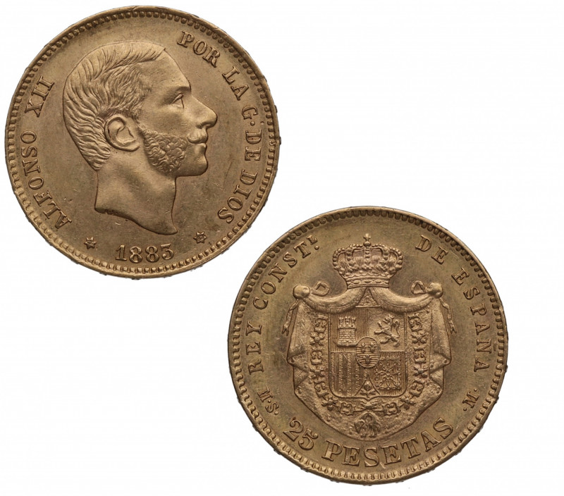 1883*83. Alfonso XII (1874-1885). Madrid. 25 pesetas. MSM. A&C 87. Au. 8,07 g. E...