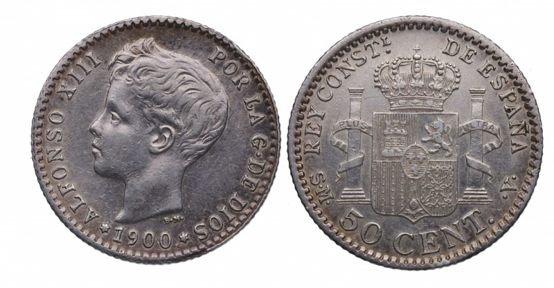 1900*00. Alfonso XIII (1886-1931). 50 Céntimos. SMV. A&C 45. Ag. 2,53 g. EBC / M...