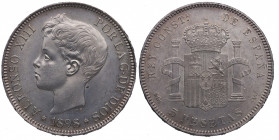 1898*98. Alfonso XIII (1886-1931). 5 Pesetas. SGV. A&C 109. Ag. 24,90 g. Insignificantes marquitas. EBC. Est.100.